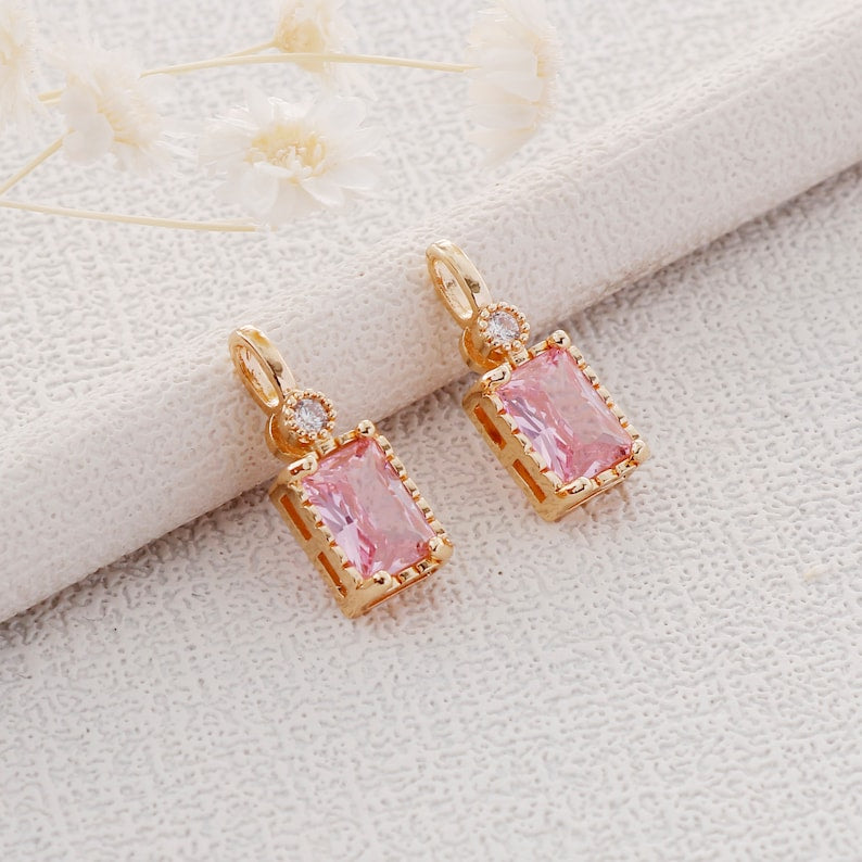 10pcs Gold Plated Zircon Charm,Gold Initial Charm,Tiny cz Pendant,cz Pave Charm, Clear, Wholesale