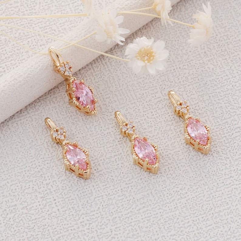 10pcs Gold Plated Zircon Charm,Gold Initial Charm,Tiny cz Pendant,cz Pave Charm, Clear, Wholesale