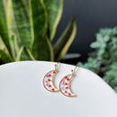 Gold Lace Resin Flower Earrings, Handmade Pressed Real Flower Resin Earrings, Dired Flower Earring, Moon Dangle Drop Earrings, Gifts for Her