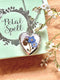 Photo locket with real forget me not, Heart locket with pressed flowers, Memory jewelry Gift for sister Silver locket For her Something blue
