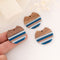 4pcs Epoxy Resin Pendants, Semi Translucent White Resin Findings, Wood and Resin Pendant, Color Blocked, Large Round Charm