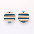 4pcs Epoxy Resin Pendants, Round Circle ranslucent White Resin Findings, Wood and Resin Pendant, Color Blocked, Large Round Charm