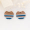 4pcs Epoxy Resin Pendants, Semi Translucent White Resin Findings, Wood and Resin Pendant, Color Blocked, Large Round Charm