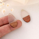 4pcs Epoxy Resin Pendants, Teardrop Translucent White Resin Findings, Wood and Resin Pendant, Color Blocked, Teardrop Charm
