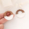 4pcs Epoxy Resin Pendants, Semi Translucent White Resin Findings, Wood and Resin Pendant, Color Blocked, Large Round Charm