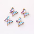 6pcs Iridescent Two Tone Gradient Colorful Glass Butterfly Charm, Ombre Glass Butterfly Connector,Jewelry Making Materials, Wholesale