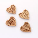 4pcs Natural Rattan Wood Earring Hoops,Heart Wooden Charms Handwoven Circle Findings Woven Boho Jewelry Making Blanks