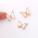 6pcs Iridescent Two Tone Gradient Colorful Glass Butterfly Charm, Ombre Glass Butterfly Connector,Jewelry Making Materials, Wholesale
