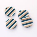 4pcs Epoxy Resin Pendants, Round Circle ranslucent White Resin Findings, Wood and Resin Pendant, Color Blocked, Large Round Charm