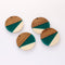 4pcs Epoxy Resin Pendants, Round Circle ranslucent White Resin Findings, Wood and Resin Pendant, Color Blocked, Large Round Charm