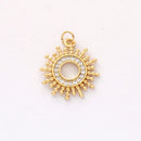 2pcs Real 18K Gold Plated Circle Charm,Gold Initial Charm,Vermeil Sun Pendant,cz Pave Sun Charm