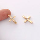 10pcs Real gold Plated Cross Charm, Simple Cross Pendant,Mini Criss Charm,Earrings, Necklaces, Jewelry Accessories