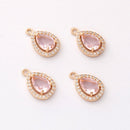 10pcs Gold Plated Teardrop Zircon Charm, cz Pave Teardrop Pendant, Jewelry Making Materials