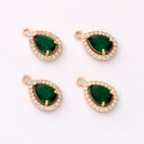 10pcs Gold Plated Teardrop Zircon Charm, cz Pave Teardrop Pendant, Jewelry Making Materials