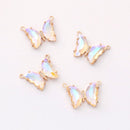 6pcs Iridescent Two Tone Gradient Colorful Glass Butterfly Charm, Ombre Glass Butterfly Connector,Jewelry Making Materials, Wholesale