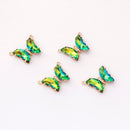 6pcs Iridescent Two Tone Gradient Colorful Glass Butterfly Charm, Ombre Glass Butterfly Connector,Jewelry Making Materials, Wholesale