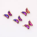 6pcs Iridescent Two Tone Gradient Colorful Glass Butterfly Charm, Ombre Glass Butterfly Connector,Jewelry Making Materials, Wholesale