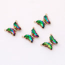 6pcs Iridescent Two Tone Gradient Colorful Glass Butterfly Charm, Ombre Glass Butterfly Connector,Jewelry Making Materials, Wholesale