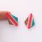 4pcs Epoxy Resin Pendants, Diamond Translucent Neon Pink Resin Findings, Wood and Resin Pendant, Color Blocked, Diamond Charm