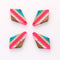 4pcs Epoxy Resin Pendants, Diamond Translucent Neon Pink Resin Findings, Wood and Resin Pendant, Color Blocked, Diamond Charm