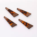 4pcs Epoxy Resin Pendants, Long Stick Translucent White Resin Findings, Wood and Resin Pendant, Color Blocked, Long BarCharm