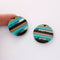 4pcs Epoxy Resin Pendants, Round Translucent Blue Resin Findings, Wood and Resin Pendant, Color Blocked, Large Round Charm