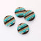 4pcs Epoxy Resin Pendants, Round Translucent Blue Resin Findings, Wood and Resin Pendant, Color Blocked, Large Round Charm
