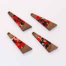 4pcs Epoxy Resin Pendants, Long Stick Translucent White Resin Findings, Wood and Resin Pendant, Color Blocked, Long BarCharm