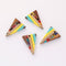 4pcs Epoxy Resin Pendants, Triangle Translucent Yellow Resin Findings, Wood and Resin Pendant, Color Blocked, Diamond Charm