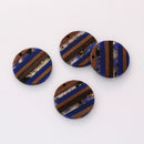 4pcs Epoxy Resin Pendants, Round Translucent Blue Resin Findings, Wood and Resin Pendant, Color Blocked, Large Round Charm
