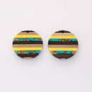 4pcs Epoxy Resin Pendants, Round Translucent Yellow Resin Findings, Wood and Resin Pendant, Color Blocked, Large Round Charm