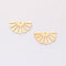 10pcs Real Gold Plated Fan Charm,Gold Initial Charm,Vermeil Semicircle Pendant,Gold Tone, High Quality Nickel Free