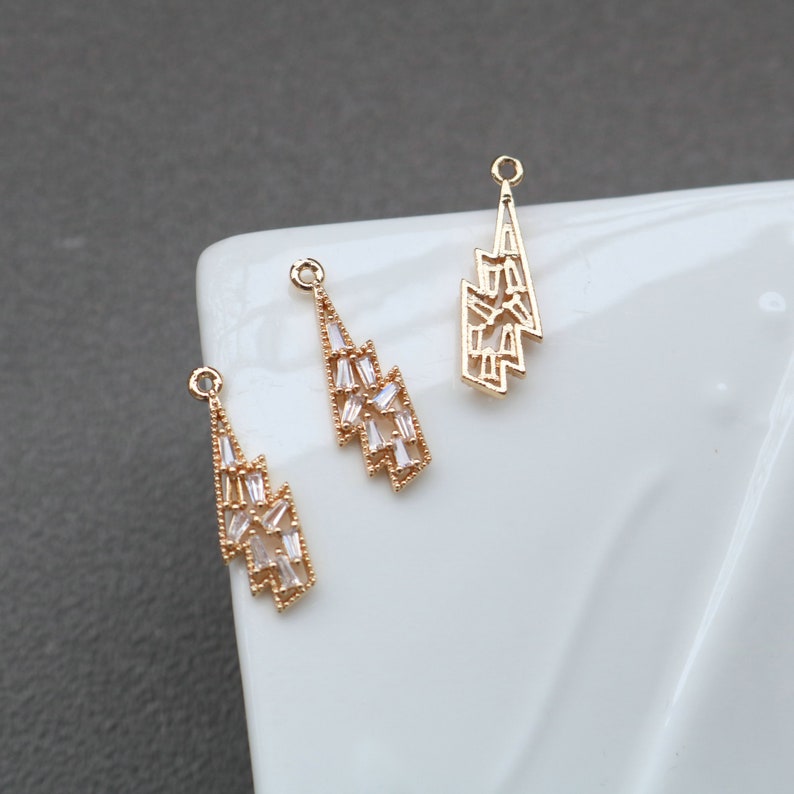 10pcs Leaves Zirconia Connecto Charm Pedant , CZ Pave flower Pendant, Rhinestone Charm