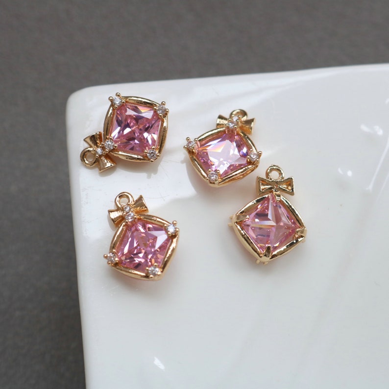 10pcs CZ Pave Bowknot Charm, 13x8mm Bowknot Zircon Pendant , Jewelry Making, Bowknot Zircon Material Craft Supplies