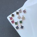 10pcs small four leaf clover CZ Pave Charm, 7mm Zircon Pendant , Jewelry Making, Zircon Material Craft Supplies
