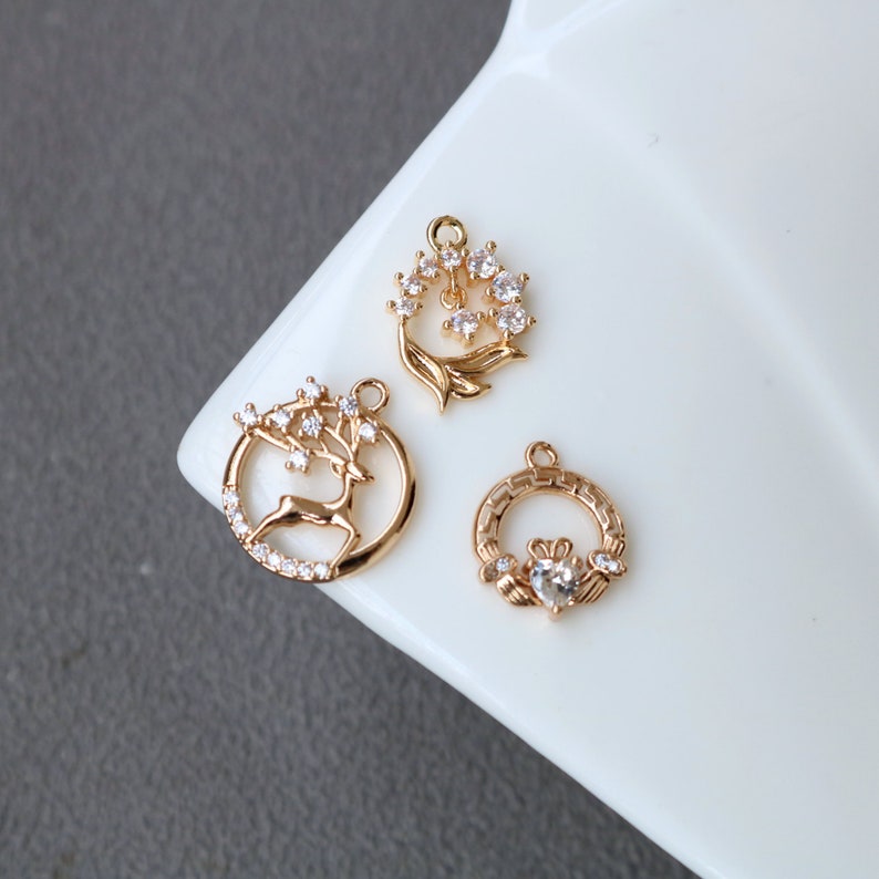 10pcs flower Zirconia Connecto Charm Pedant , CZ Pave flower Pendant, Rhinestone Charm