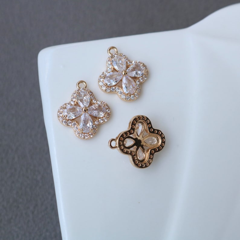 10pcs Snowflake Zirconia Connecto Charm Pedant ,four-petal flower, five-petal flower, cross CZ Pave flower Pendant, Rhinestone Charm