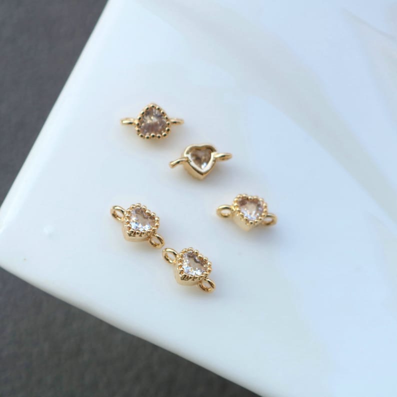 10pcs heart Connector Charm Pendant, 5x9m CZ Pave Charm, heart Zircon ball Pendant, 15*22mm Jewelry Making, Material Craft Supplies