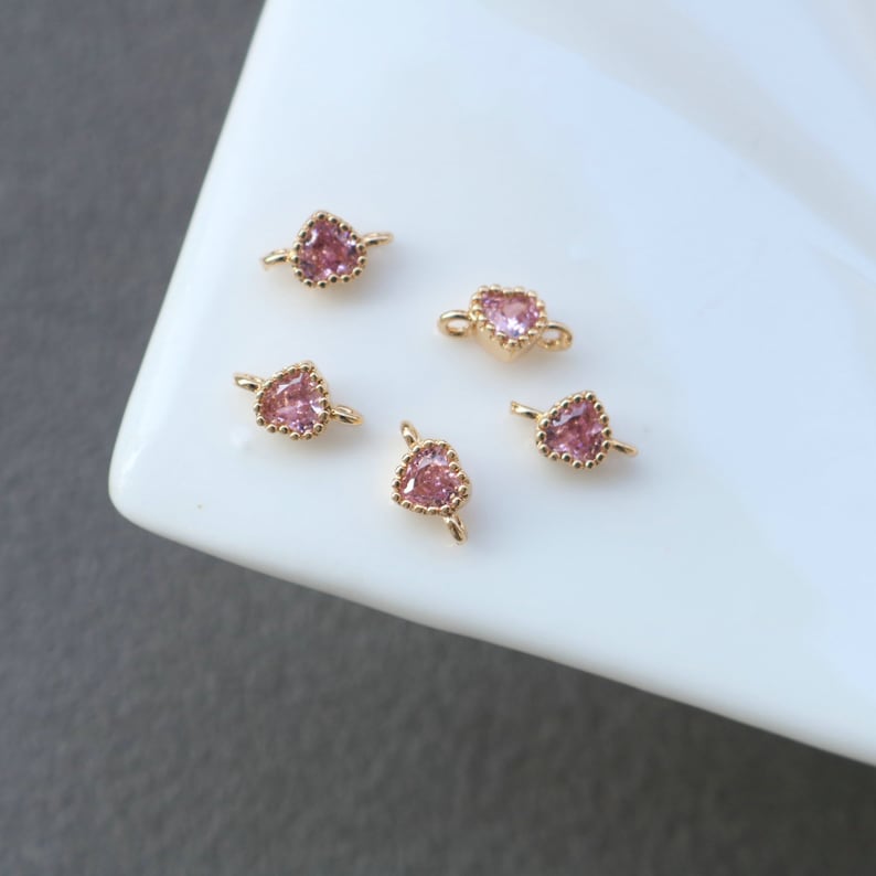 10pcs heart Connector Charm Pendant, 5x9m CZ Pave Charm, heart Zircon ball Pendant, 15*22mm Jewelry Making, Material Craft Supplies