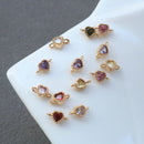 10pcs heart Connector Charm Pendant, 5x9m CZ Pave Charm, heart Zircon ball Pendant, 15*22mm Jewelry Making, Material Craft Supplies