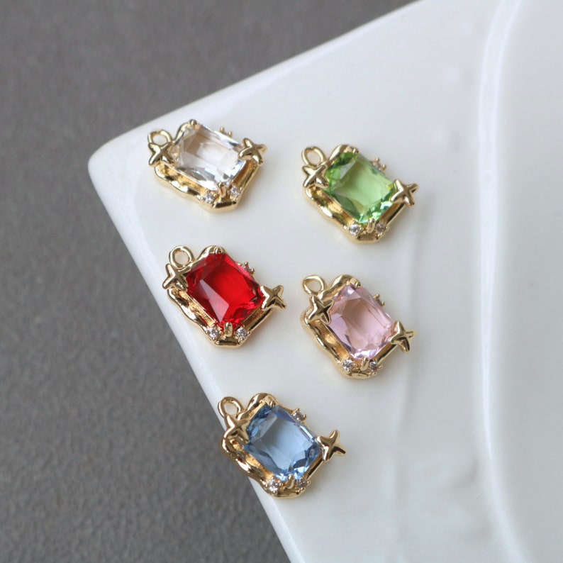 10pcs square CZ Pave Charm, 12x16mm Zircon Pendant, Jewelry Making, Zircon Material Craft Supplies