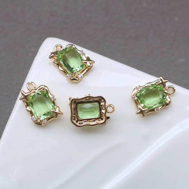 10pcs square CZ Pave Charm, 12x16mm Zircon Pendant, Jewelry Making, Zircon Material Craft Supplies
