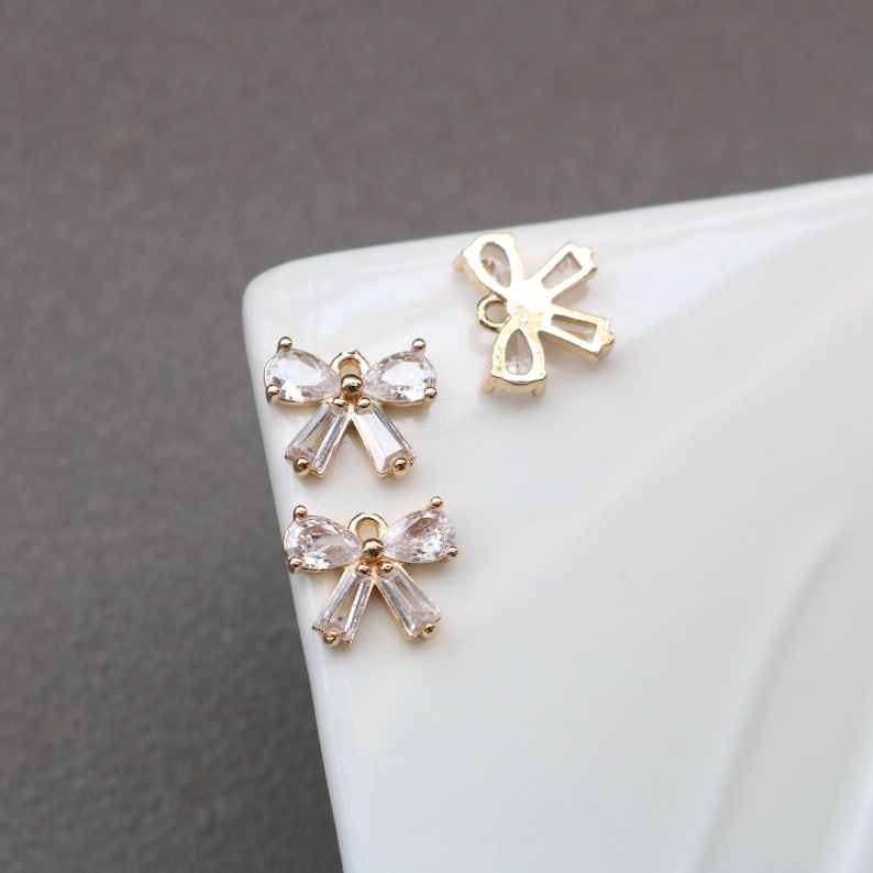 10pcs bow Zirconia Connecto Charm Pedant, CZ Pave bow Pendant, Rhinestone Charm, High Quality