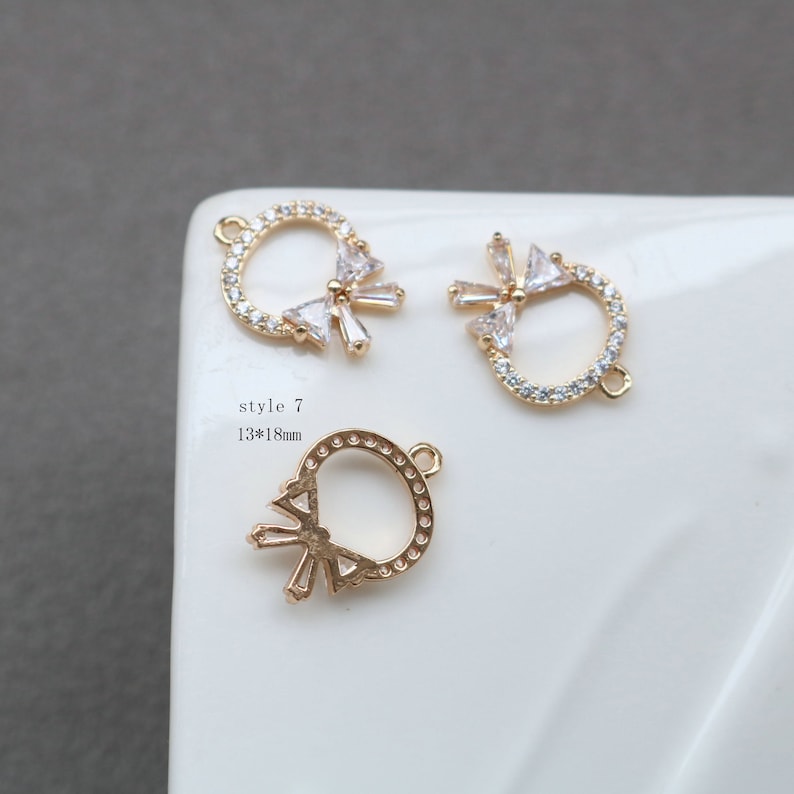 10pcs bow Zirconia Connecto Charm Pedant, CZ Pave bow Pendant, Rhinestone Charm, High Quality