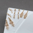 10pcs Leaves Zirconia Connecto Charm Pedant , CZ Pave flower Pendant, Rhinestone Charm