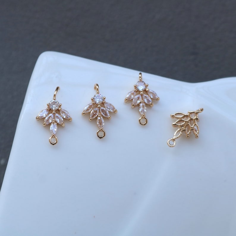 10pcs flower Zirconia Connecto Charm Pedant , CZ Pave flower Pendant, Rhinestone Charm