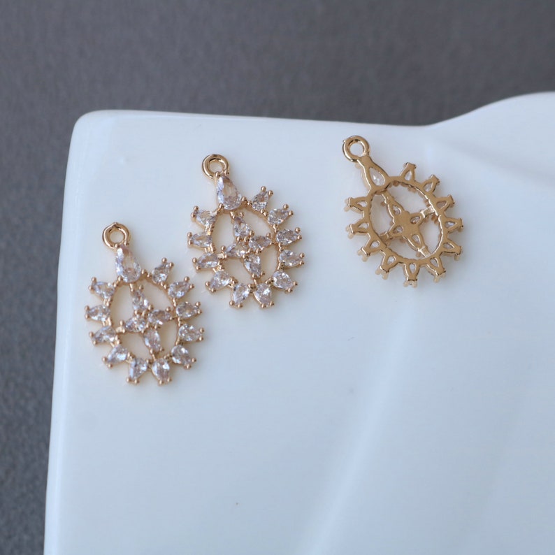 10pcs Snowflake Zirconia Connecto Charm Pedant ,four-petal flower, five-petal flower, cross CZ Pave flower Pendant, Rhinestone Charm