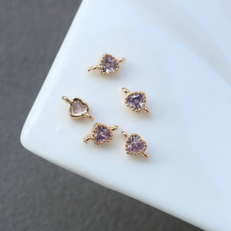 10pcs heart Connector Charm Pendant, 5x9m CZ Pave Charm, heart Zircon ball Pendant, 15*22mm Jewelry Making, Material Craft Supplies