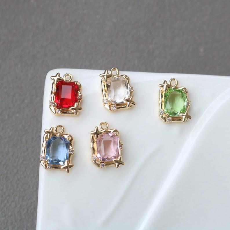 10pcs square CZ Pave Charm, 12x16mm Zircon Pendant, Jewelry Making, Zircon Material Craft Supplies