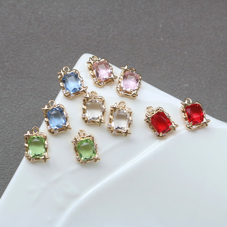 10pcs square CZ Pave Charm, 12x16mm Zircon Pendant, Jewelry Making, Zircon Material Craft Supplies
